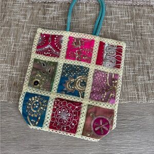 Red and Pink Patchwork Tote Bag